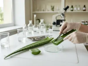 Przezroczysty miąższ znajdujący się wewnątrz liścia Aloe Vera
